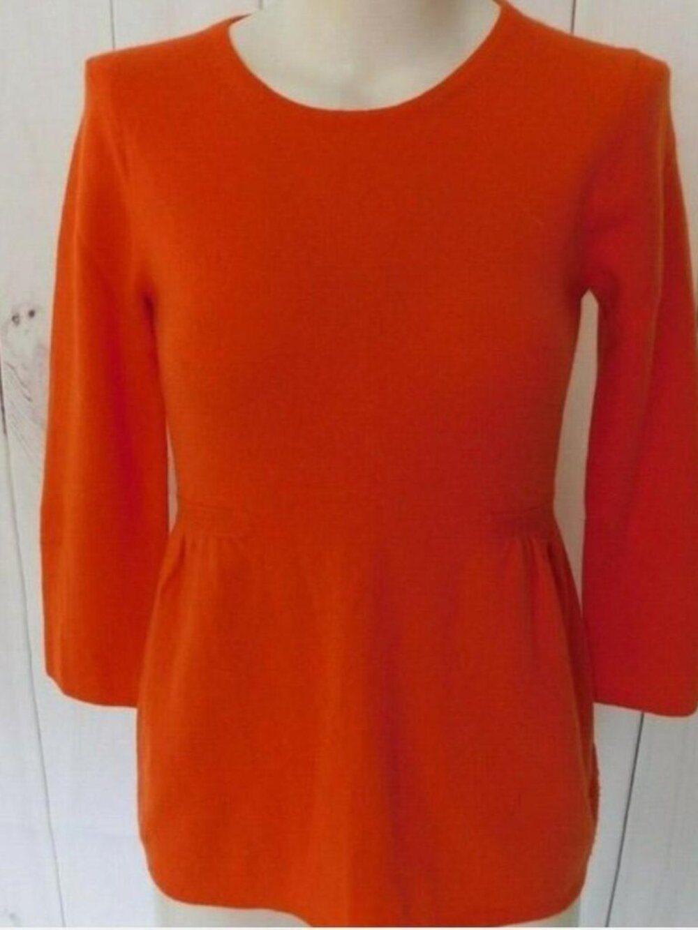 J.Crew Preferita Orange Cashmere 3/4 Sleeve Pulliver Sweater